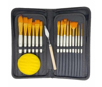 Πινέλα ζωγραφικής κοντής λαβή σετ 16 τεμαχίων σε θήκη Πινέλα ζωγραφικής κοντής λαβή σετ 16 τεμαχίων σε θήκη