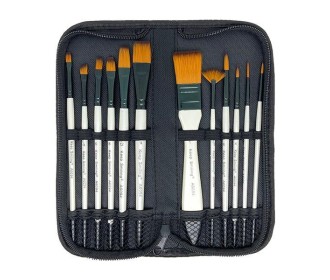 Πινέλα ζωγραφικής κοντή λαβή σετ 12 τεμαχίων σε θήκη
