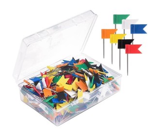 Πινέζες-σημαιάκια πλαστικά 3,5εκ. 100τμχ