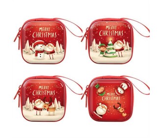 Πορτοφολάκι χριστουγεννιάτικο για κέρματα 7,5x7,5εκ. κοκτέηλ