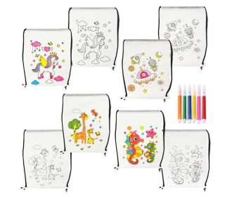 Τσάντα πλάτης λευκή για ζωγραφική με 6 μαρκαδόρους Υ34,5x28x0,3εκ. Τσάντα πλάτης λευκή για ζωγραφική με 6 μαρκαδόρους Υ34,5x28x0,3εκ.