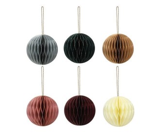 Χριστουγεννιάτικες μπάλες χάρτινες σετ 6 τμχ Ø8εκ.