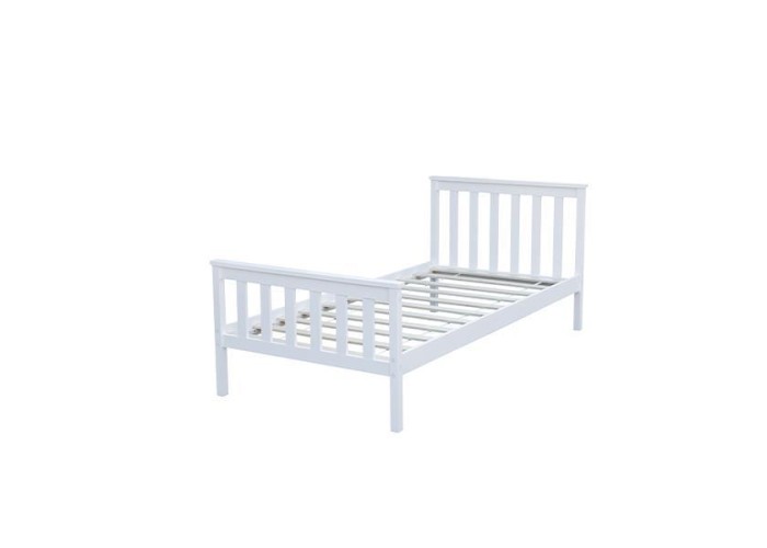 Κρεβάτι μονό Nexdeco Wilton (για στρώμα 90x190εκ.), σε λευκό χρώμα Υ82x198x98εκ.