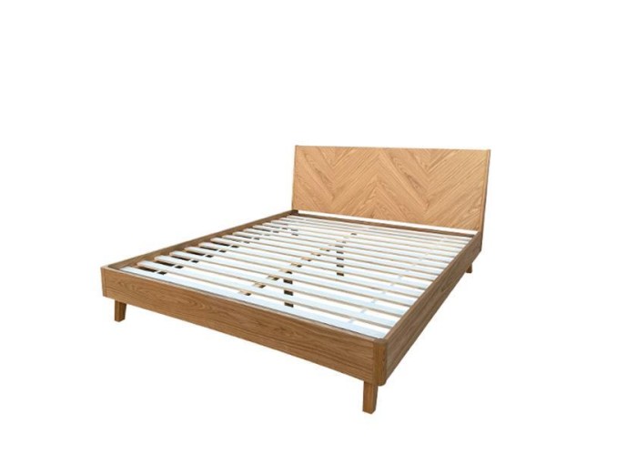 Κρεβάτι διπλό Nextdeco Stanley για στρώμα 160x200εκ. σε φυσικό χρώμα Υ90x168x210εκ.