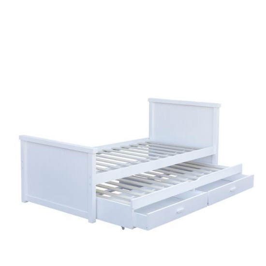 Κρεβάτι μονό Nextdeco Elliot (για στρώμα 90x190εκ.) με έξτρα συρόμενο κρεβάτι - αποθηκευτικό χώρο λευκό χρώμα Υ90x100x210εκ Κρεβάτι μονό Nextdeco Elliot (για στρώμα 90x190εκ.) με έξτρα συρόμενο κρεβάτι - αποθηκευτικό χώρο λευκό χρώμα Υ90x100x210εκ