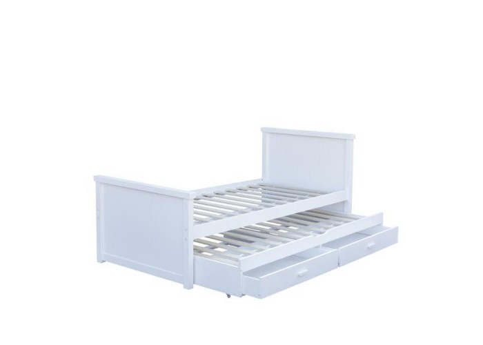 Κρεβάτι μονό Nextdeco Elliot (στρώμα 90x190εκ.) με αποθηκευτικό χώρο λευκό Υ90x100x210εκ