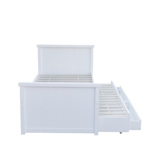 Κρεβάτι μονό Nextdeco Elliot (για στρώμα 90x190εκ.) με έξτρα συρόμενο κρεβάτι - αποθηκευτικό χώρο λευκό χρώμα Υ90x100x210εκ Κρεβάτι μονό Nextdeco Elliot (για στρώμα 90x190εκ.) με έξτρα συρόμενο κρεβάτι - αποθηκευτικό χώρο λευκό χρώμα Υ90x100x210εκ