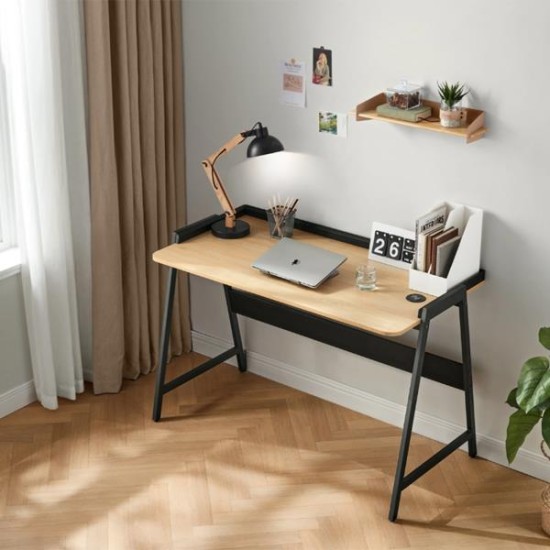 Γραφείο μεταλλικό σκελετό Nextdeco και ξύλινη επιφάνεια σε φυσικό χρώμα μαύρο Υ79x120x60εκ Γραφείο μεταλλικό σκελετό Nextdeco και ξύλινη επιφάνεια σε φυσικό χρώμα μαύρο Υ79x120x60εκ