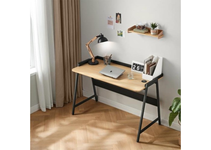 Γραφείο μεταλλικό σκελετό Nextdeco και ξύλινη επιφάνεια σε φυσικό χρώμα μαύρο Υ79x120x60εκ Γραφείο μεταλλικό σκελετό Nextdeco και ξύλινη επιφάνεια σε φυσικό χρώμα μαύρο Υ79x120x60εκ
