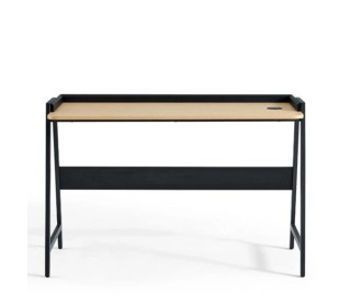 Γραφείο μεταλλικό σκελετό Nextdeco και ξύλινη επιφάνεια σε φυσικό χρώμα μαύρο Υ79x120x60εκ