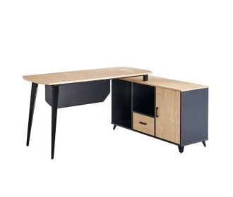 Γραφείο γωνία Nextdeco σε μαύρη και οακ απόχρωση Y75x120x60-Y64,5x120x40