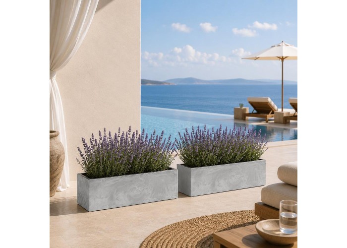 Ζαρντινιέρα ανοιχτό γκρι beton effect Y24,6x77x23,5εκ.