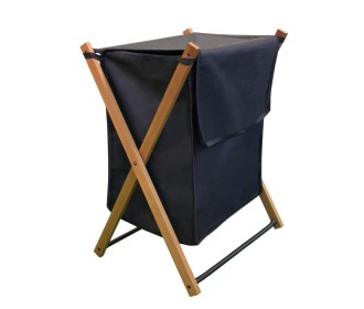 Καλάθι απλύτων Υ61x43,5x36,5εκ. με σκελετό από ξύλο καρυδιάς, ύφασμα σκούρο γκρι Καλάθι απλύτων Υ61x43,5x36,5εκ. με σκελετό από ξύλο καρυδιάς, ύφασμα σκούρο γκρι