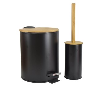 Σετ πεντάλ 5lt - πιγκάλ μεταλλικό με ξύλινο καπάκι μαύρο χρώμα Σετ πεντάλ 5lt - πιγκάλ μεταλλικό με ξύλινο καπάκι μαύρο χρώμα