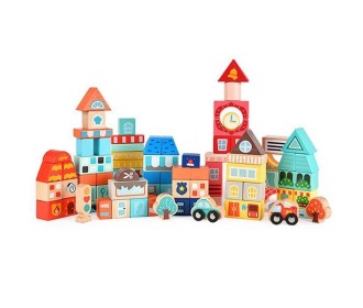 Mideer τουβλάκια ξύλινα χρωματιστά 100τεμ. σε στρόγγυλο κουτί δώρου