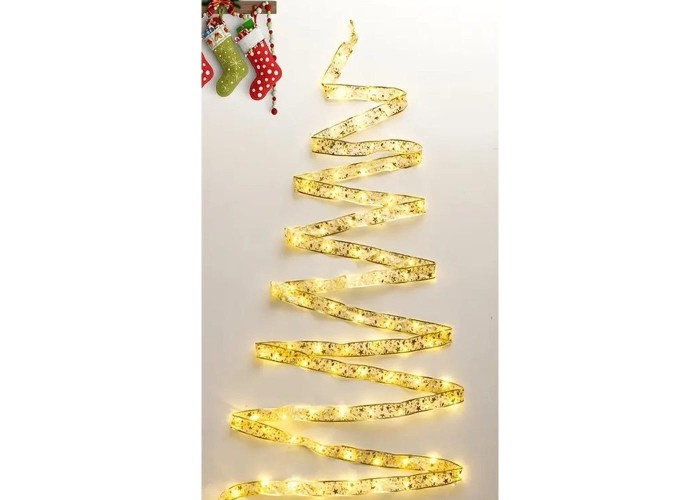 Φωτιζόμενη γιρλάντα χριστουγεννιάτικη χρυσή 5εκ. x 3μ. Φωτιζόμενη γιρλάντα χριστουγεννιάτικη χρυσή 5εκ. x 3μ.