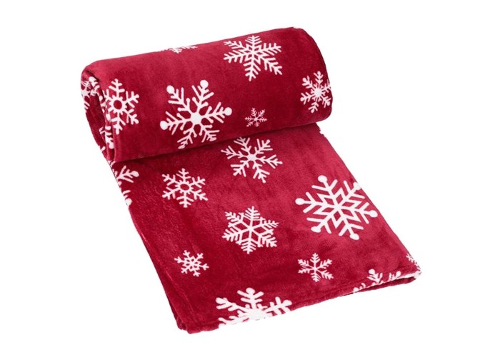 Xριστουγεννιάτικη κουβέρτα fleece, κόκκινη μονή 150x200εκ.