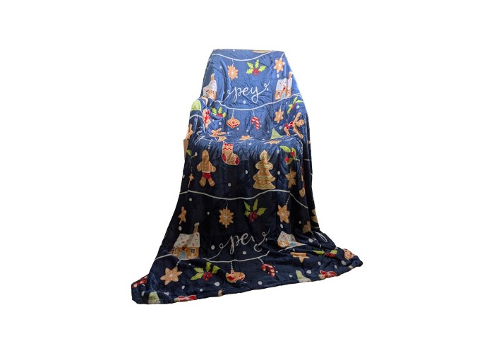 Xριστουγεννιάτικη κουβέρτα fleece, μπλε διπλή 200x230εκ. Xριστουγεννιάτικη κουβέρτα fleece, μπλε διπλή 200x230εκ.