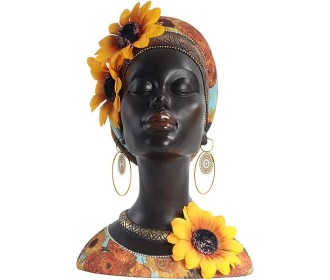 Διακοσμητικό African Lady με ηλιοτρόπια, Υ23,5x16,5x20εκ. Διακοσμητικό African Lady με ηλιοτρόπια, Υ23,5x16,5x20εκ.