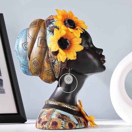 Διακοσμητικό African Lady με ηλιοτρόπια, Υ23,5x16,5x20εκ. Διακοσμητικό African Lady με ηλιοτρόπια, Υ23,5x16,5x20εκ.