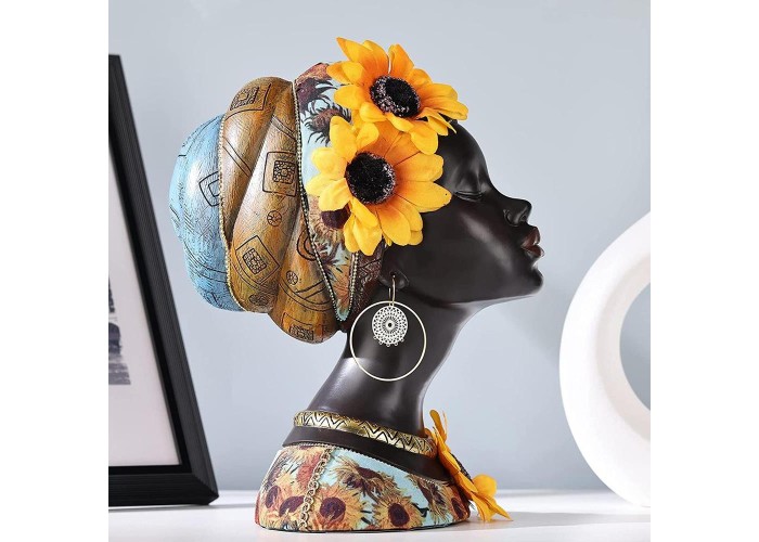 Διακοσμητικό African Lady με ηλιοτρόπια, Υ23,5x16,5x20εκ. Διακοσμητικό African Lady με ηλιοτρόπια, Υ23,5x16,5x20εκ.