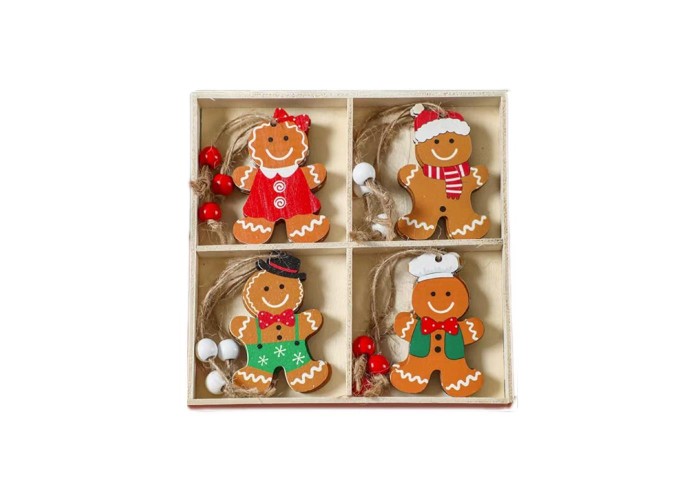 Χριστουγεννιάτικα στολίδια δέντρου Gingerbread 1 σετ 12 τεμαχίων 6,5x5εκ.