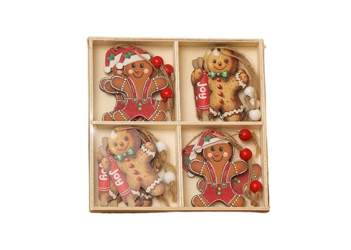 Χριστουγεννιάτικα στολίδια δέντρου Gingerbread 2 σετ 12 τεμαχίων 6,5x5εκ.