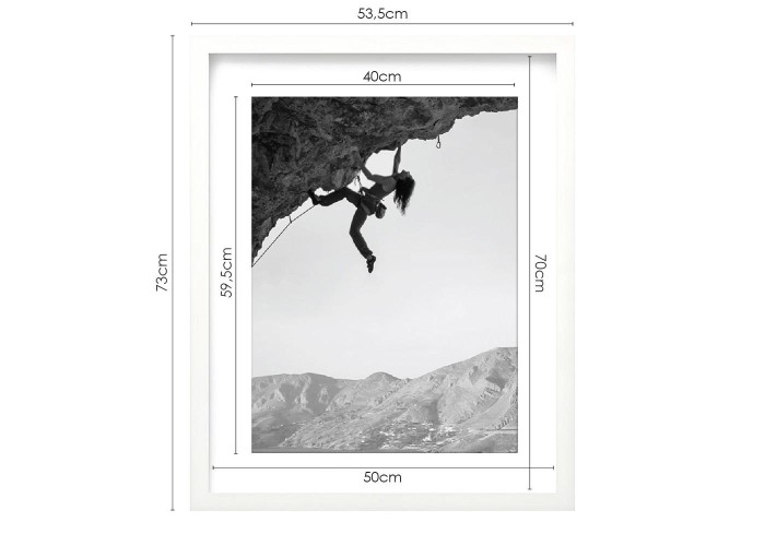 Κορνίζα τοίχου ξύλινη λευκή με ακρυλικό τζάμι Υ50x70εκ.