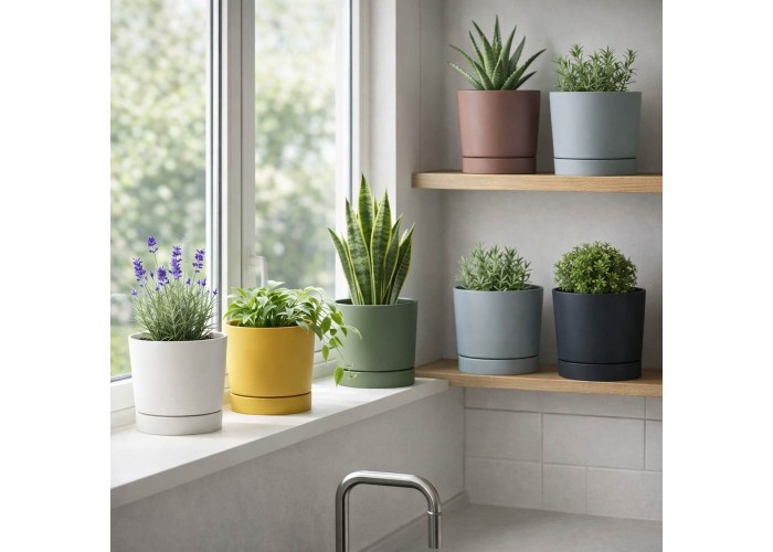 Γλάστρα Tubo καφέ Y17,5xΦ17,8εκ.