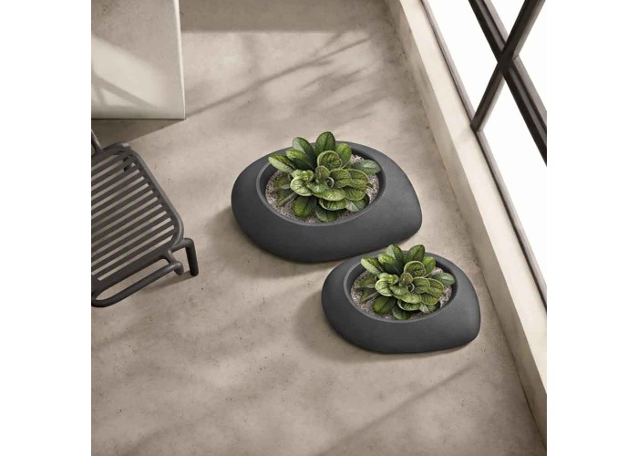 Γλάστρα - κασπώ Yeke γκριΥ24x50x40εκ. μικρή