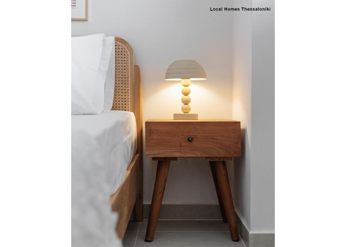 Φωτιστικό επιτραπέζιο μεταλλικό ματ Nextdeco μπεζ Υ29xØ20εκ.