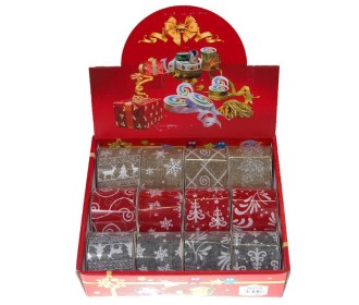 Κορδέλα χριστουγ. 6,3εκ. x 2.7μ. λινάτσα σε διαφ. χρώματα