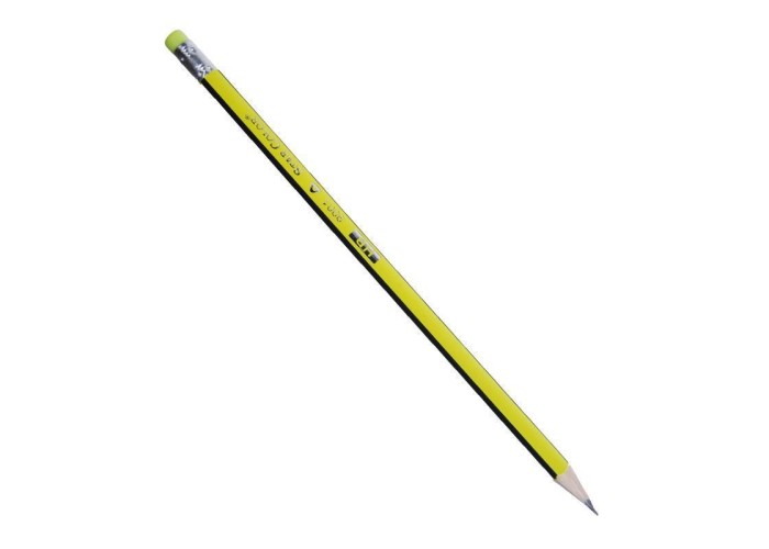 Μολύβι τριγωνικό με σβήστρα - ξύστρα κίτρινο 12τεμ