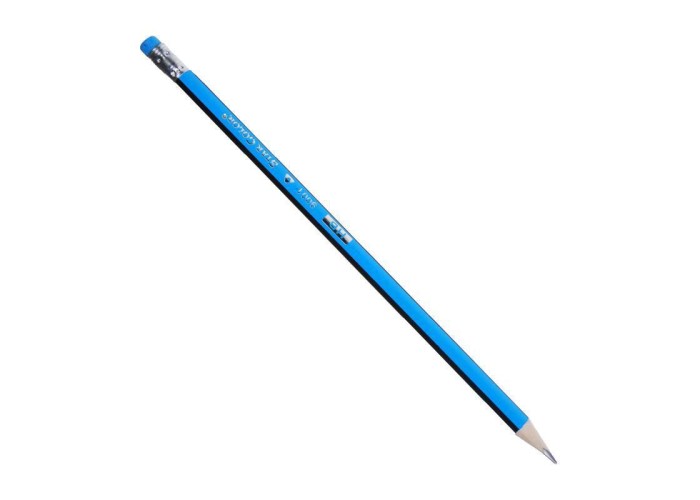 Μολύβι τριγωνικό με σβήστρα - ξύστρα μπλε 12τεμ