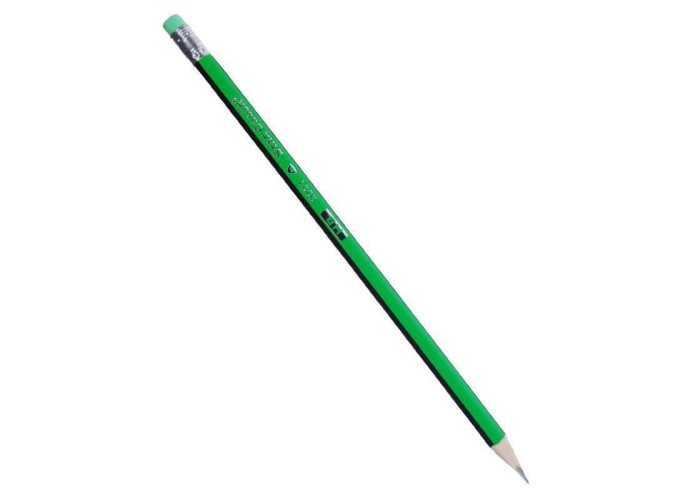 Μολύβι τριγωνικό με σβήστρα - ξύστρα πράσινο 12τεμ