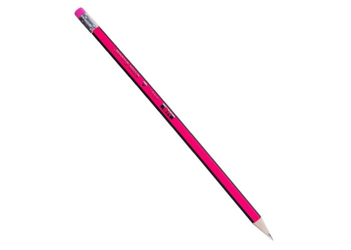 Μολύβι τριγωνικό με σβήστρα - ξύστρα ροζ 12τεμ