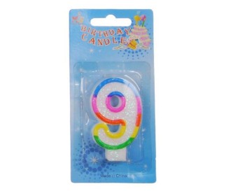 Κεράκια γενεθλίων Νο 9 σε blister