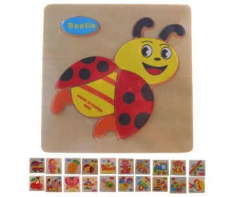 Εκπαιδευτικά παζλ ξύλινα 3D κοκτέηλ 10 σχέδια 14,5x14,5εκ.