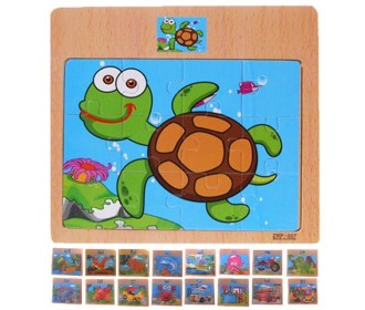 Εκπαιδευτικά παζλ ξύλινα 16,5x14,5εκ. 12τεμ. κοκτέηλ 10 σχέδια