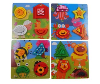 Παζλ - σφηνώματα ξύλινο 18x18εκ. κοκτέηλ 4 σχέδια