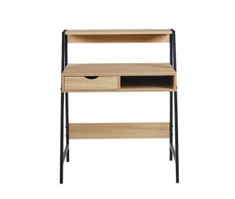 Γραφείο μεταλλικό Nextdeco μαύρο μεταλλικό σκελετό και ξύλινη επιφάνεια Y99,7x50x80εκ.