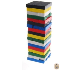 Επιτραπέζιο Jenga ξύλινο χρωματιστό 54 τεμαχίων Υ25x7x7εκ.