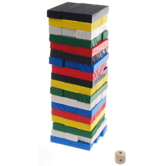 Επιτραπέζιο Jenga ξύλινο χρωματιστό 54 τεμαχίων Υ25x7x7εκ. Επιτραπέζιο Jenga ξύλινο χρωματιστό 54 τεμαχίων Υ25x7x7εκ.