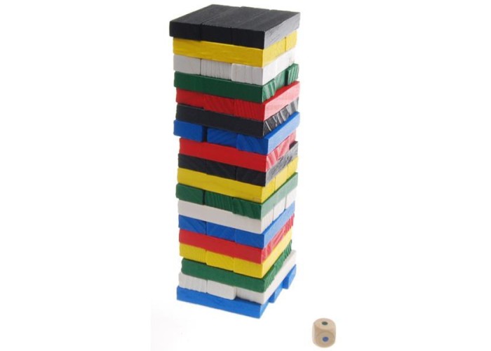 Επιτραπέζιο Jenga ξύλινο χρωματιστό 54 τεμαχίων Υ25x7x7εκ. Επιτραπέζιο Jenga ξύλινο χρωματιστό 54 τεμαχίων Υ25x7x7εκ.