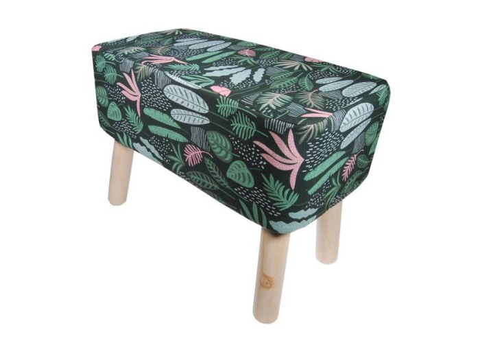 Σκαμπό υφασμάτινο Nextdeco floral με ξύλινα πόδια Υ37x50x27εκ. Σκαμπό υφασμάτινο Nextdeco floral με ξύλινα πόδια Υ37x50x27εκ.