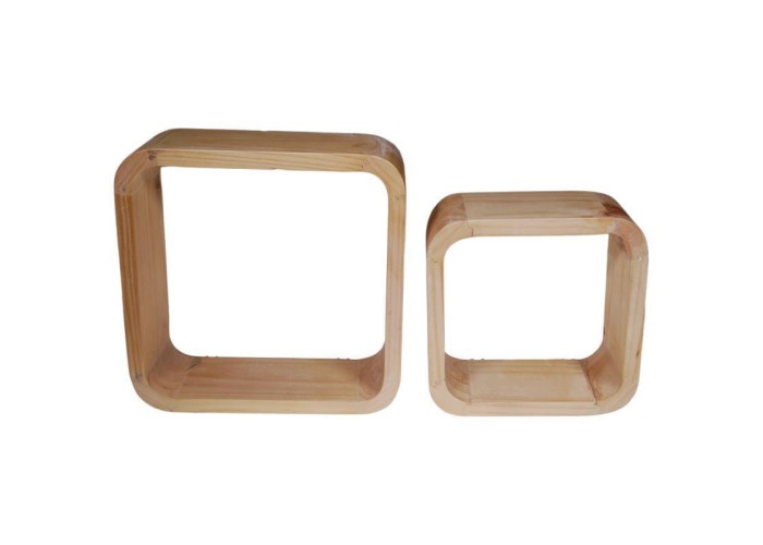 Ράφια τοίχου-κύβοι σετ 2 τεμ. από ξύλο μασίφ (Υ32,5x32x12εκ. - Υ25x25x12εκ.)