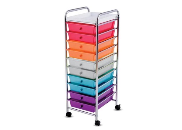 Τρόλεϊ οργάνωσης με 10  χρωματιστά συρτάρια Υ97x35x41εκ. Τρόλεϊ οργάνωσης με 10  χρωματιστά συρτάρια Υ97x35x41εκ.