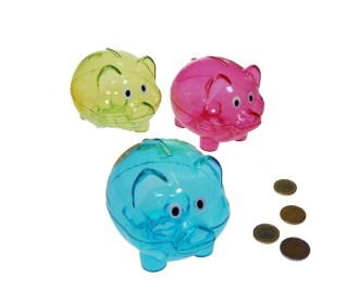 Κουμπαράς πλαστικός γουρουνάκι 3 χρώματα Υ10x11x7εκ. Κουμπαράς πλαστικός γουρουνάκι 3 χρώματα Υ10x11x7εκ.