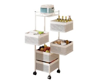 Τρόλεϊ αποθήκευσης λευκό με 5 θέσεις - 1 ράφι Υ90x27x27εκ.