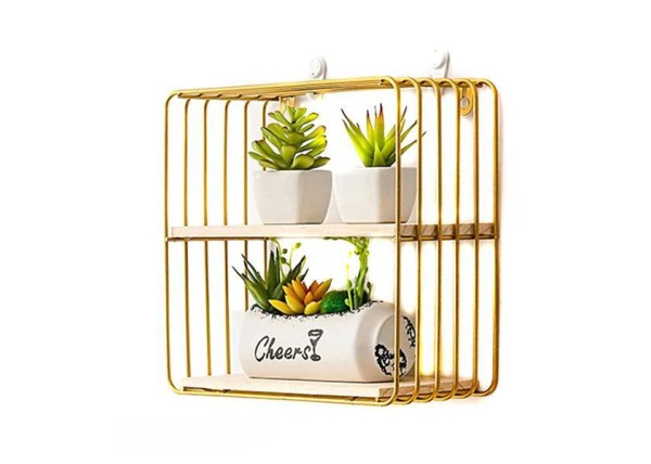 Ράφι επιτοίχιο minimal τετράγωνο με χρυσό σκελετό Υ25x25x12εκ. Ράφι επιτοίχιο minimal τετράγωνο με χρυσό σκελετό Υ25x25x12εκ.